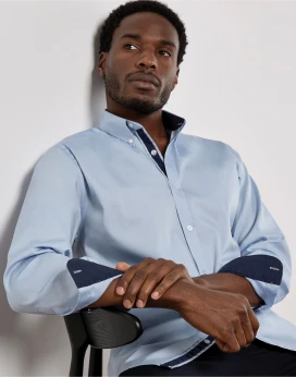 Kustom Kit Tailored Fit Long Sleeve Premium Contrast Oxford Button Down Collar Shirt